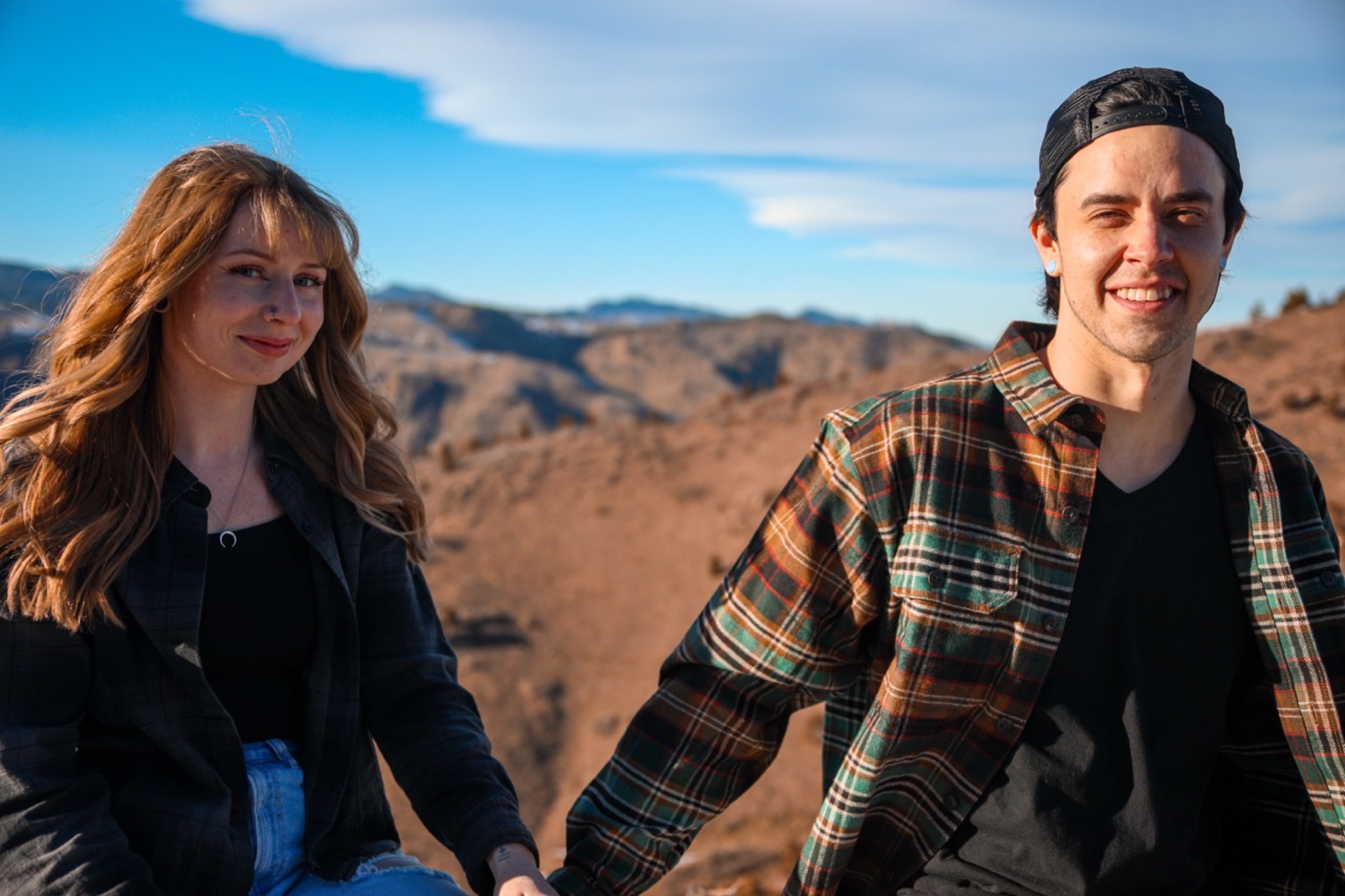 Engaged couple at mountain overlook